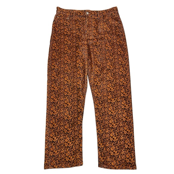 LEVI'S Wedgie Straight Corduroy Pants Cheetah Leopard Animal Print High Waist 32 - Picture 1 of 8
